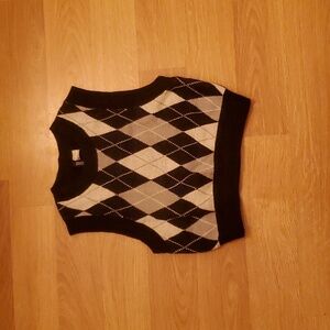 H&M Sweater Vest XS - black grey and white